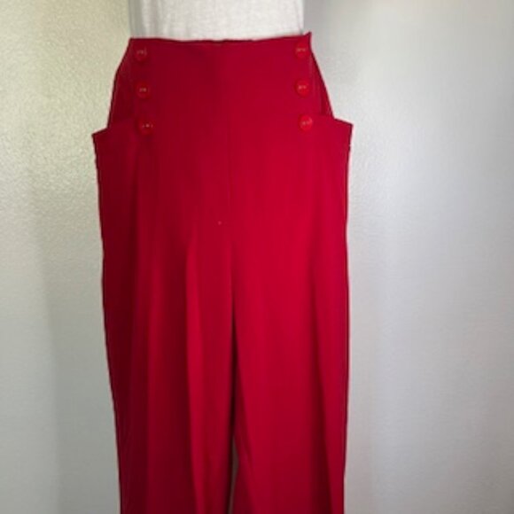 NEW 77 Park Red Sailor Pull On Pants Women’s Size 16 Trousers Wide Leg NWT - Picture 13 of 13
